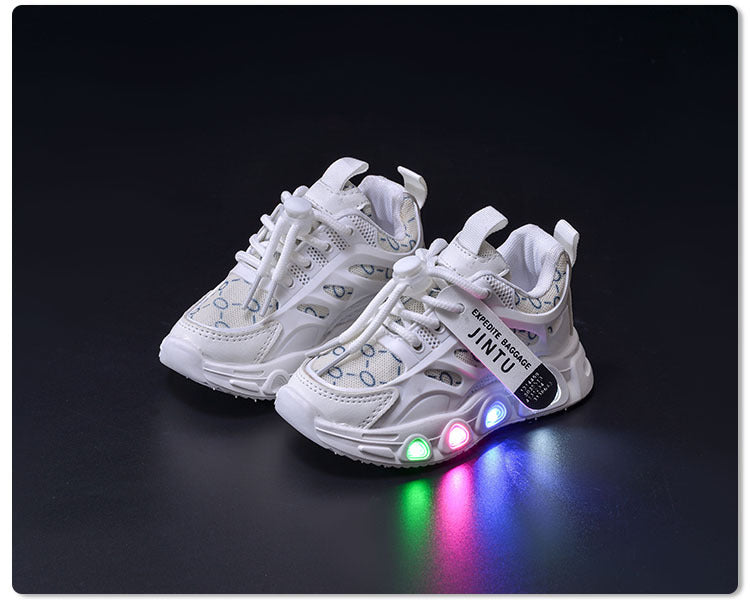 Spring and Autumn New Style Luminous Men's Sports Shoes with Lights, Cloth Women's Casual Shoes, Children's Led Lighted Toddler Shoes in Stock
