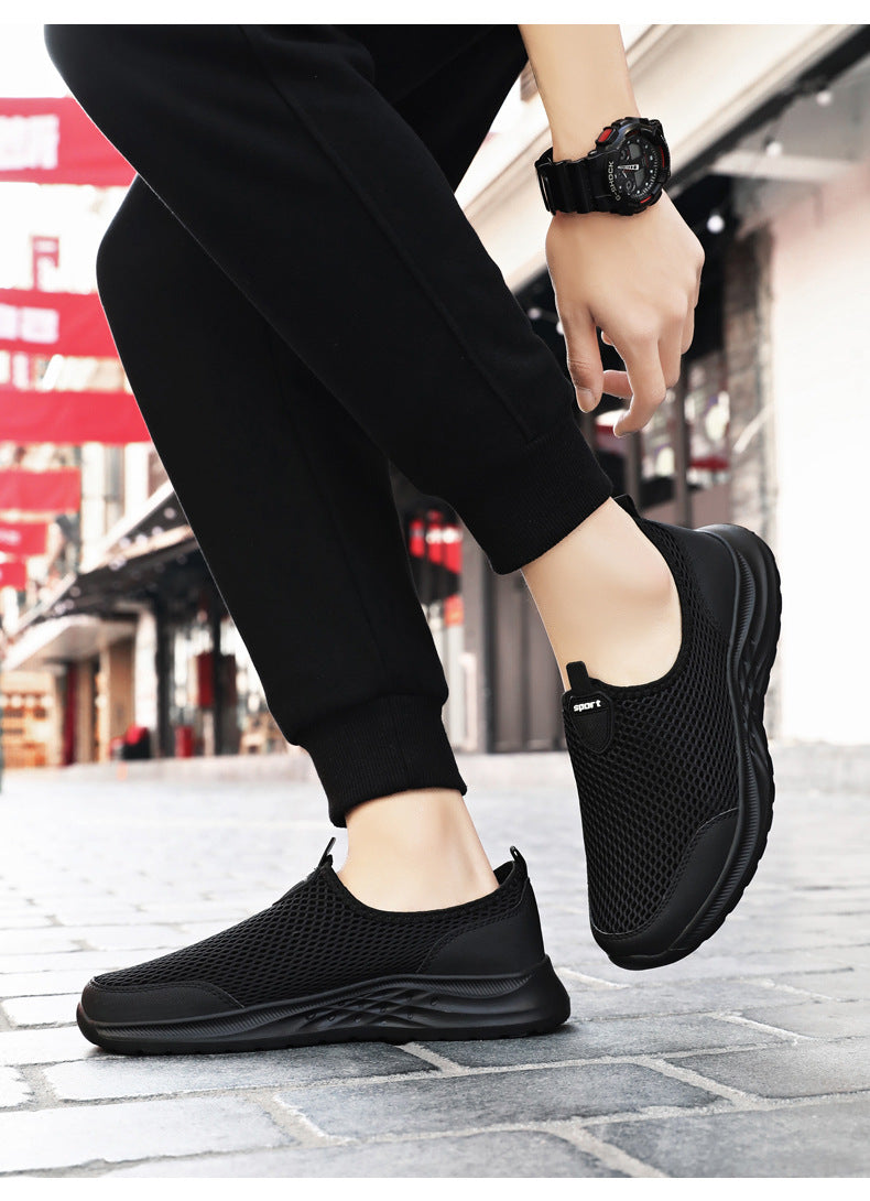 Men's New Summer Shoes, Mesh Breathable, Non-Stinky Casual Shoes, Slip-On Slip-On Shoes, Lightweight and Wear-Resistant Dad Shoes