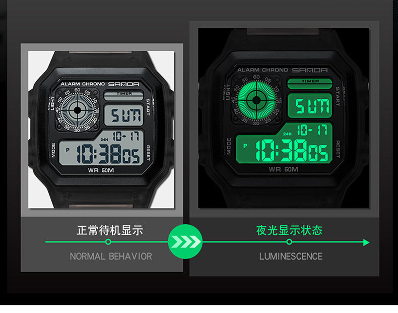 🔥🔥🔥🔥 Luminous Waterproof Alarm Watch Simple Transparent Sports Watch
