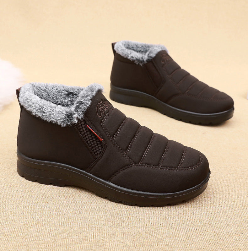 Old Beijing cloth shoes men's cotton shoes winter fleece-lined warm middle-aged and elderly dad shoes waterproof non-slip old men's cotton boots
