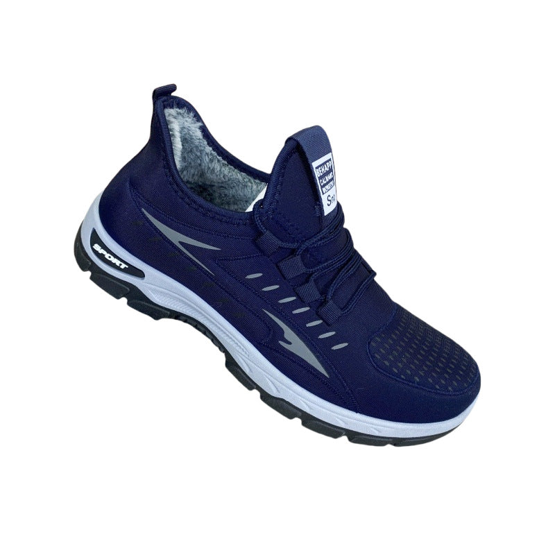 Winter New fleece-lined Men's Cotton Shoes Old Beijing Cloth Shoes Comfortable Middle-aged and Elderly Casual Dad Shoes Men's Thickened Snow Boots