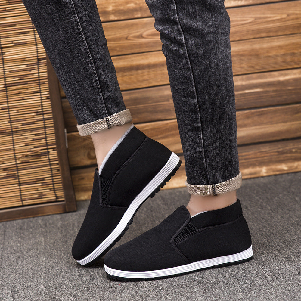 Old Beijing cloth shoes men's non-slip breathable men's wear-resistant soft bottom labor protection fleece-lined cotton shoes casual Sports men's shoes