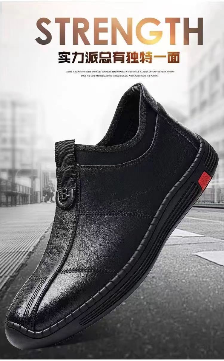 New Men's Single Cotton Casual Leather Shoes fleece-lined Warm High-top Soft Bottom Dad Shoes Simple Fashion Men's Cotton Shoes