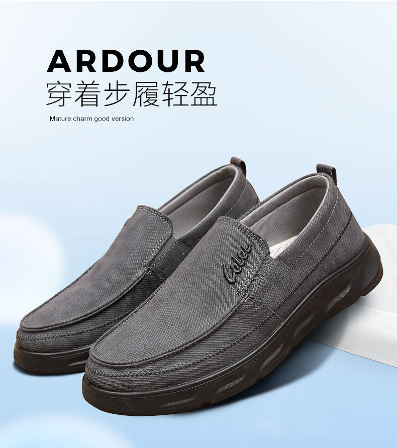 Old Beijing Cloth Shoes for Men, Soft-Soled, Comfortable Dad Shoes, Middle-Aged and Elderly Non-Slip Breathable Casual Walking Shoes for Men