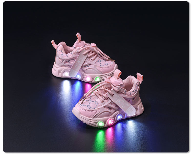 Spring and Autumn New Style Luminous Men's Sports Shoes with Lights, Cloth Women's Casual Shoes, Children's Led Lighted Toddler Shoes in Stock