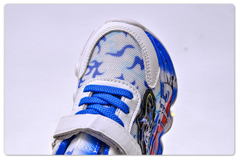 Boys' sneaker 2025 Spring and Summer Breathable Children's Mesh Lights Running Shoes Little Boy's Cartoon Luminous Children's Shoes Trendy