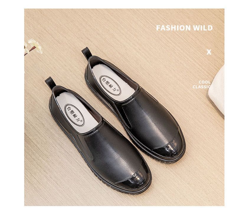 Thickened New Rain Boots Women's Four Seasons Yuanbao Shallow Water Shoes Middle-aged Short Tube Waterproof Non-slip fleece-lined Warm Rubber Rain Boots