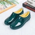 Thickened New Rain Boots Women's Four Seasons Yuanbao Shallow Water Shoes Middle-aged Short Tube Waterproof Non-slip fleece-lined Warm Rubber Rain Boots