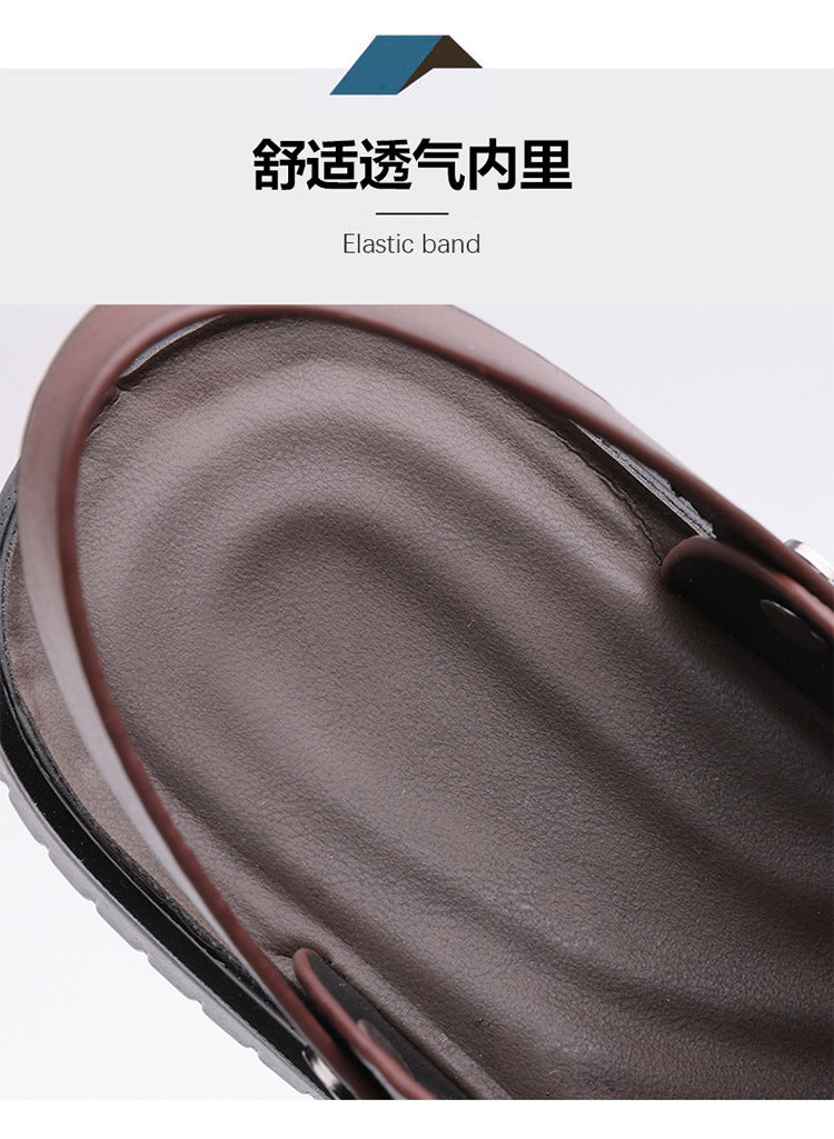 Men's Sandals 2025 New Summer Soft Sole Leather Sandals Anti-Slip Beach Shoes Dual-Purpose Outerwear Sandals and Slippers for Men