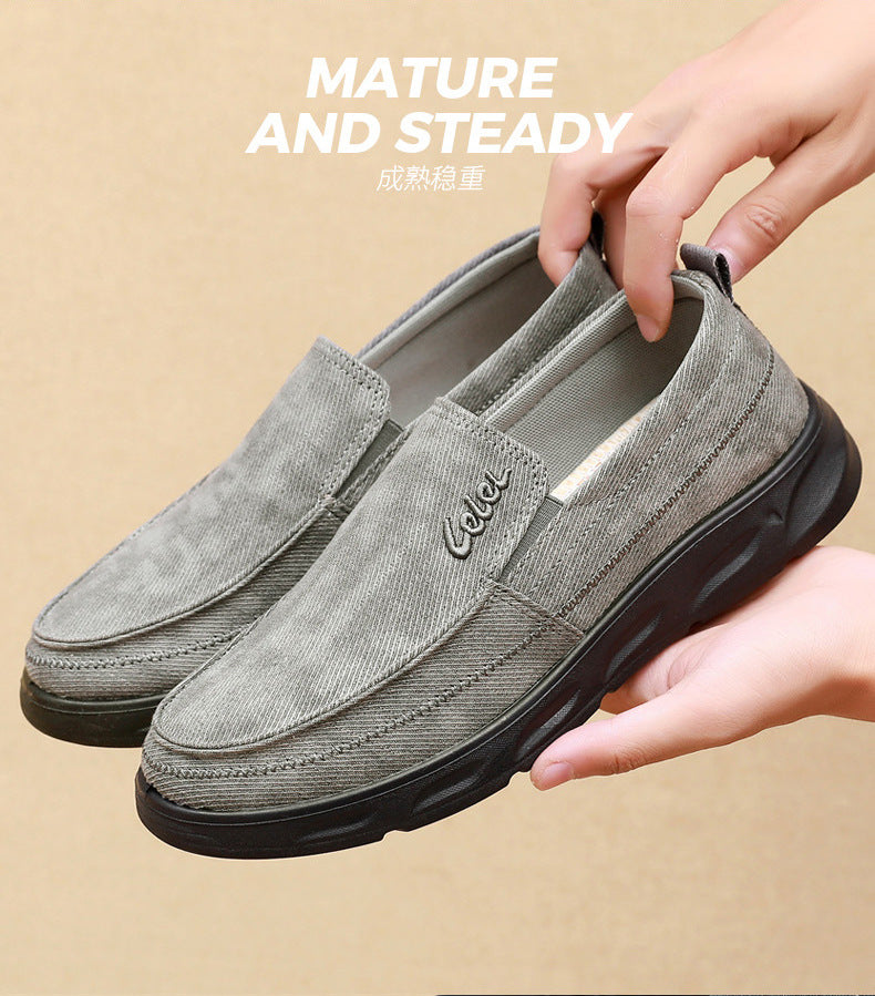 Old Beijing Cloth Shoes for Men, Soft-Soled, Comfortable Dad Shoes, Middle-Aged and Elderly Non-Slip Breathable Casual Walking Shoes for Men