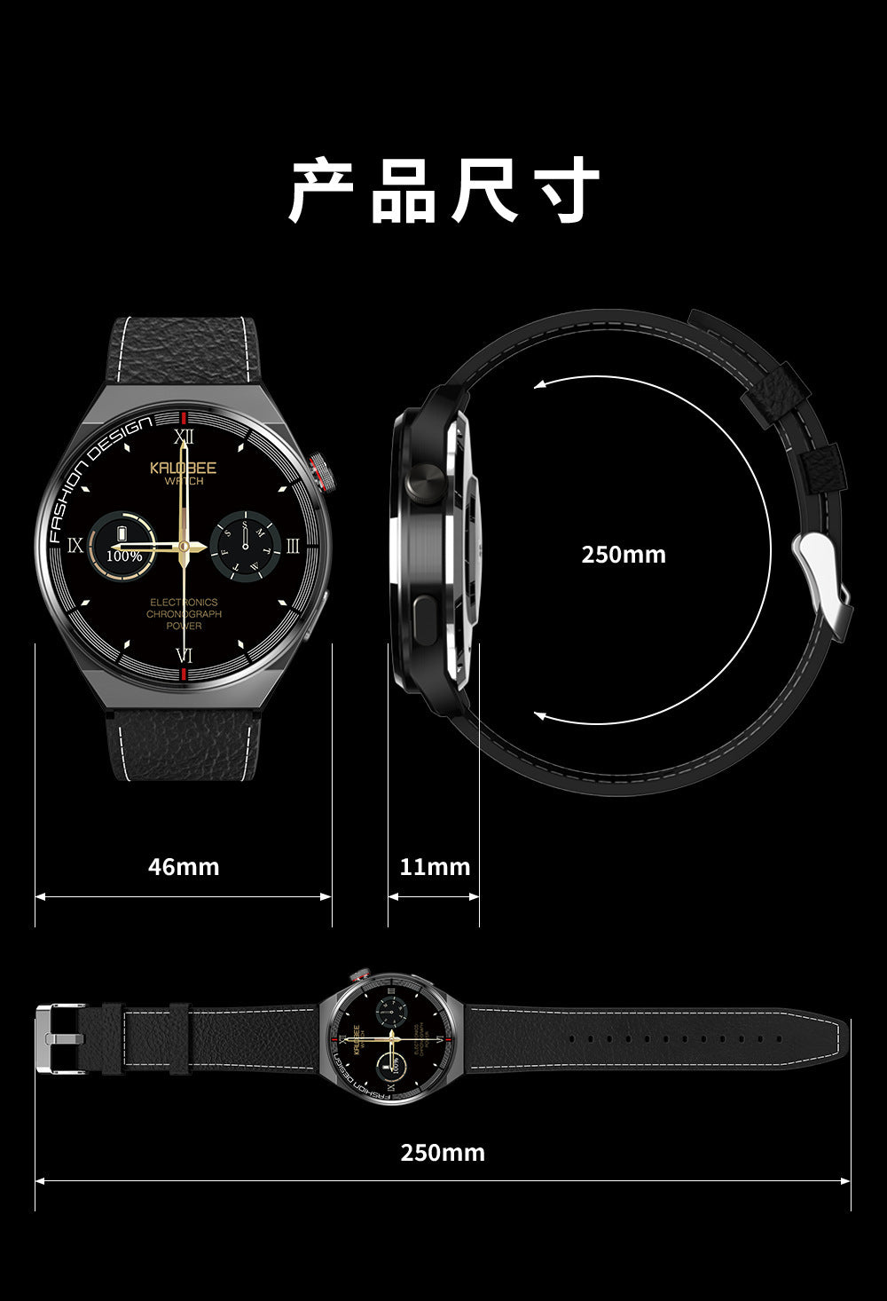 Huaqiangbei Gt3/8/C4P Porsche-Style Smart Sports Watch with Heart Rate and Blood Pressure Monitoring, Nfc, Bluetooth Calling