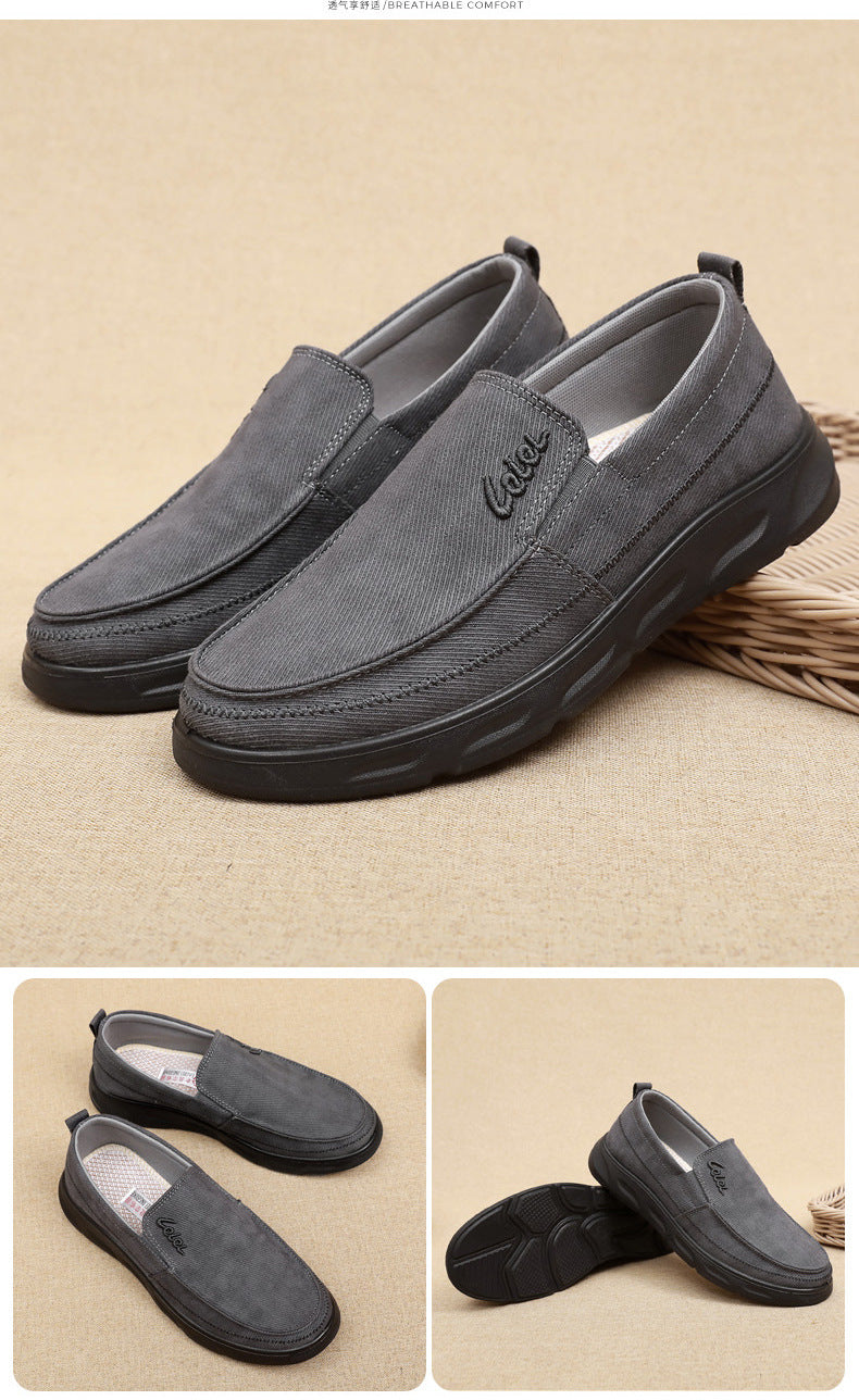 Old Beijing Cloth Shoes for Men, Soft-Soled, Comfortable Dad Shoes, Middle-Aged and Elderly Non-Slip Breathable Casual Walking Shoes for Men