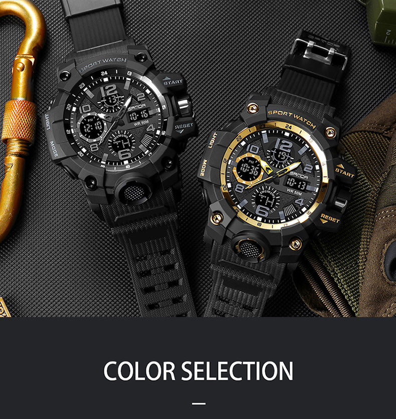Sanda Hot-Selling Watch Korean Version Student Party Multi-Functional Waterproof Alarm Clock Electronic Watch Cool Dual Display Luminous Sports Watch
