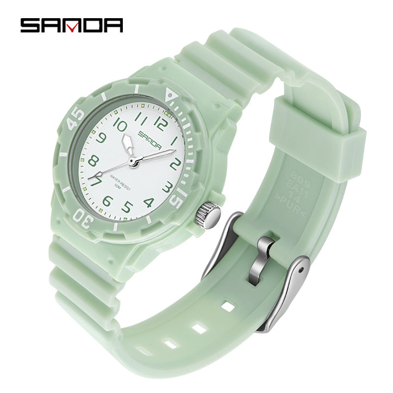 Sanda Watch Fashion All-match Small Fresh Men's and Women's Couple Watch Middle School Students' Simple Waterproof Luminous Quartz Watch