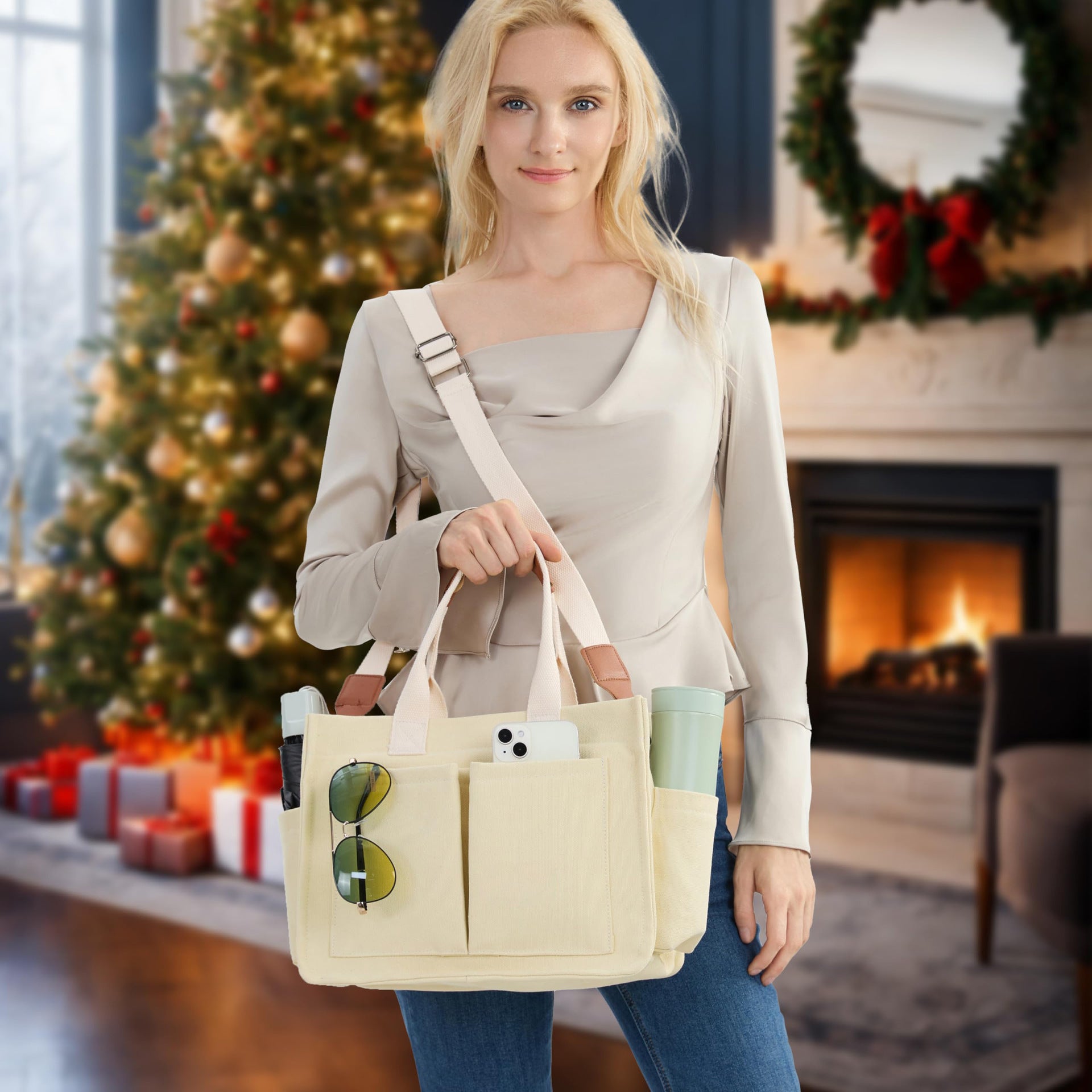 New Women's Large Canvas Handbag Crossbody Bag Daily Bag Handbag