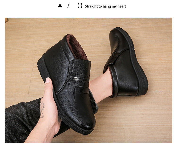 Winter Men's Dad's Cotton Shoes for Middle-Aged and Elderly People, Velvet Warm Casual Cotton Shoes, Non-Slip Footwear, Thickeneded Velvet Cotton Shoes for Men