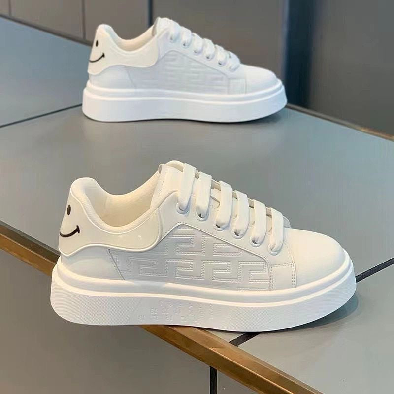 Men's Shoes New White Shoes Men's All-match Breathable Thick-soled Heightened Casual Sports Running Board Shoes Waterproof for Male Students