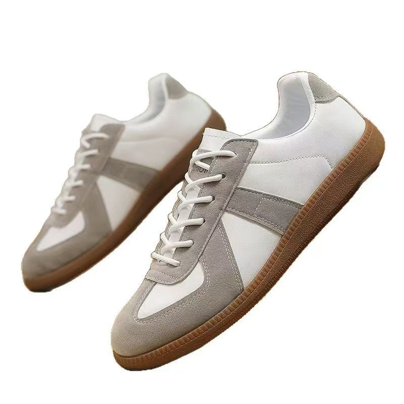 Men's Shoes 2025 Spring New Moral Training Shoes Men's Cloth Breathable Thick-Soled Sneakers Color Matching Lace-Up Casual Shoes