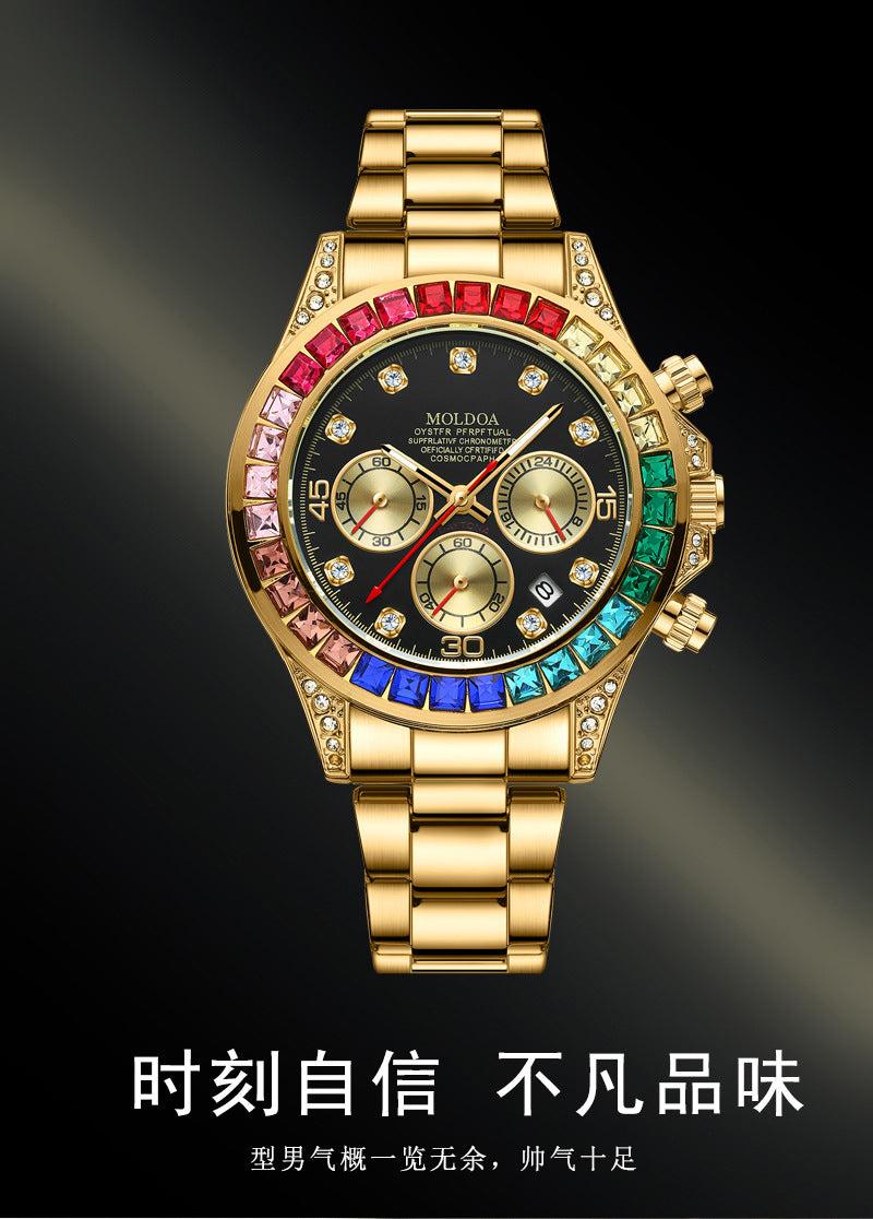 New Product Rainbow Di Same Style Watch Men's Three-Eye Six-Pin Multi-Functional Business Quartz Watch