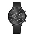 Men's Mesh Band Watch Fashion Calendar Quartz Watch Business Casual Business Men's Cool Blue Watch