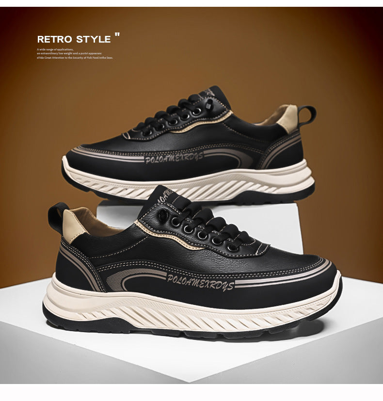 Paul Men's Shoes 2025 New Autumn and Winter Leather Work Men's Casual Shoes Lightweight Running Sports Torre Trendy Shoes