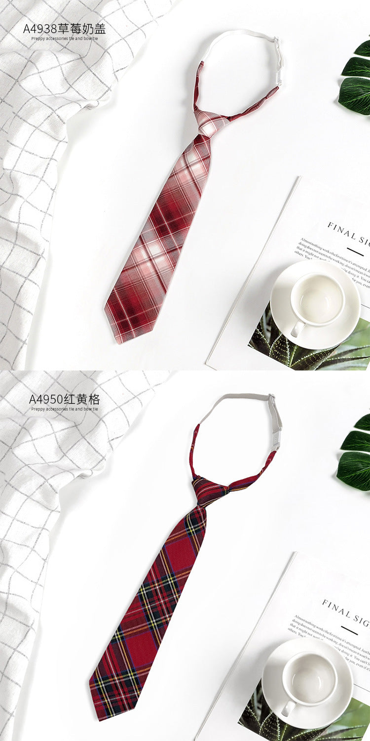 Brown Retro Tie Female Lazy Wine-Free Red Shirt Accessories All-Match Black Stripe