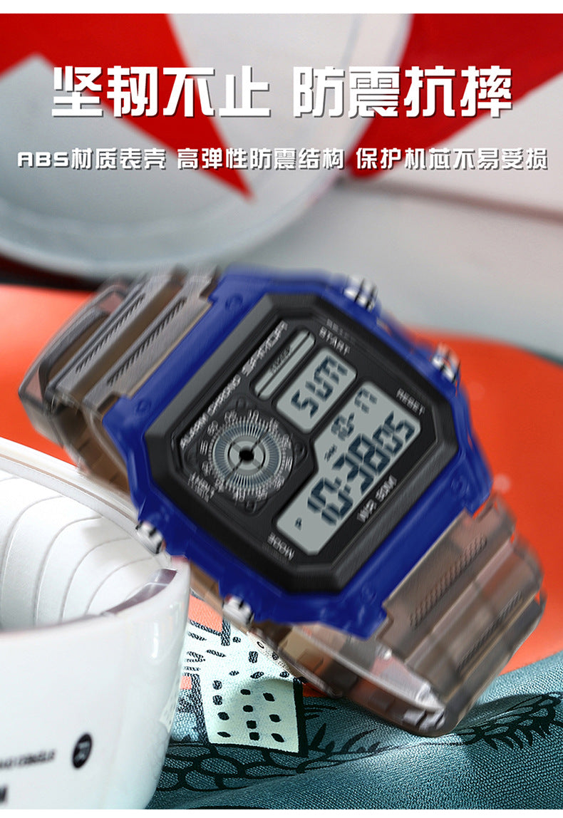 🔥🔥🔥🔥 Luminous Waterproof Alarm Watch Simple Transparent Sports Watch