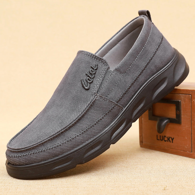 Old Beijing Cloth Shoes for Men, Soft-Soled, Comfortable Dad Shoes, Middle-Aged and Elderly Non-Slip Breathable Casual Walking Shoes for Men