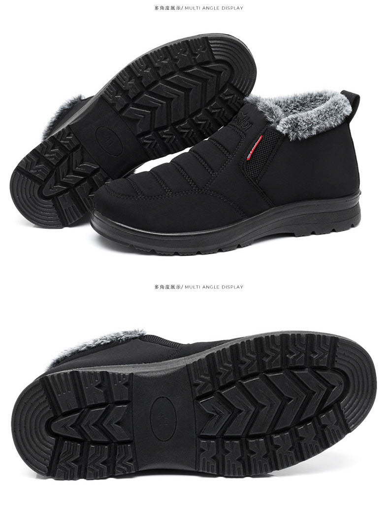 Old Beijing cloth shoes men's cotton shoes winter fleece-lined warm middle-aged and elderly dad shoes waterproof non-slip old men's cotton boots