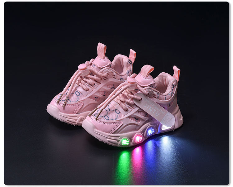 Spring and Autumn New Style Luminous Men's Sports Shoes with Lights, Cloth Women's Casual Shoes, Children's Led Lighted Toddler Shoes in Stock
