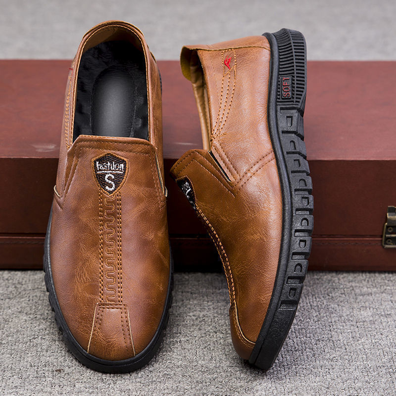 Men's Shoes 2026 New Business Casual Shoes British Style Slip-On Men's Casual Korean Style Breathable Leather Shoes with a High-End Feel