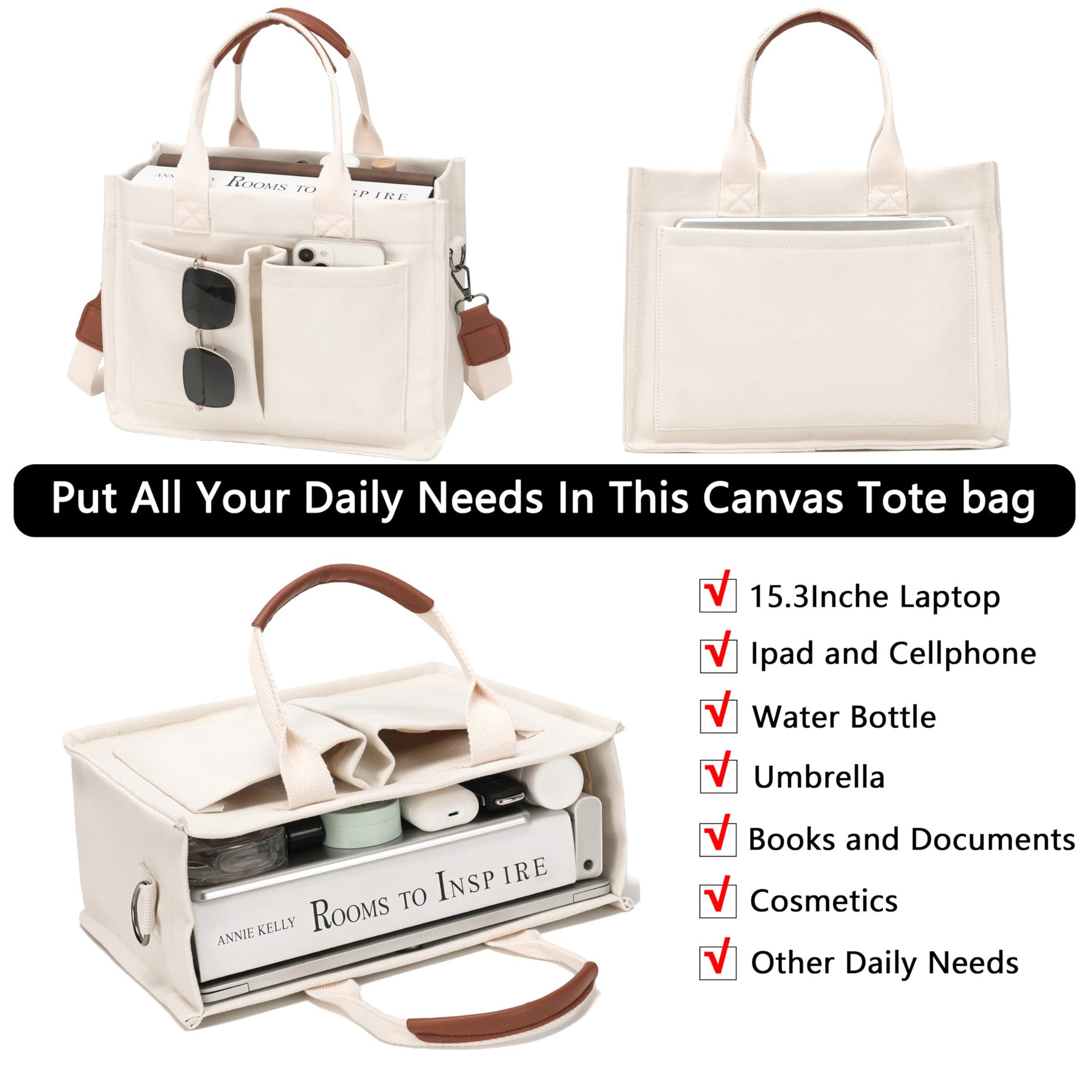 New Women's Large Canvas Handbag Crossbody Bag Daily Bag Handbag