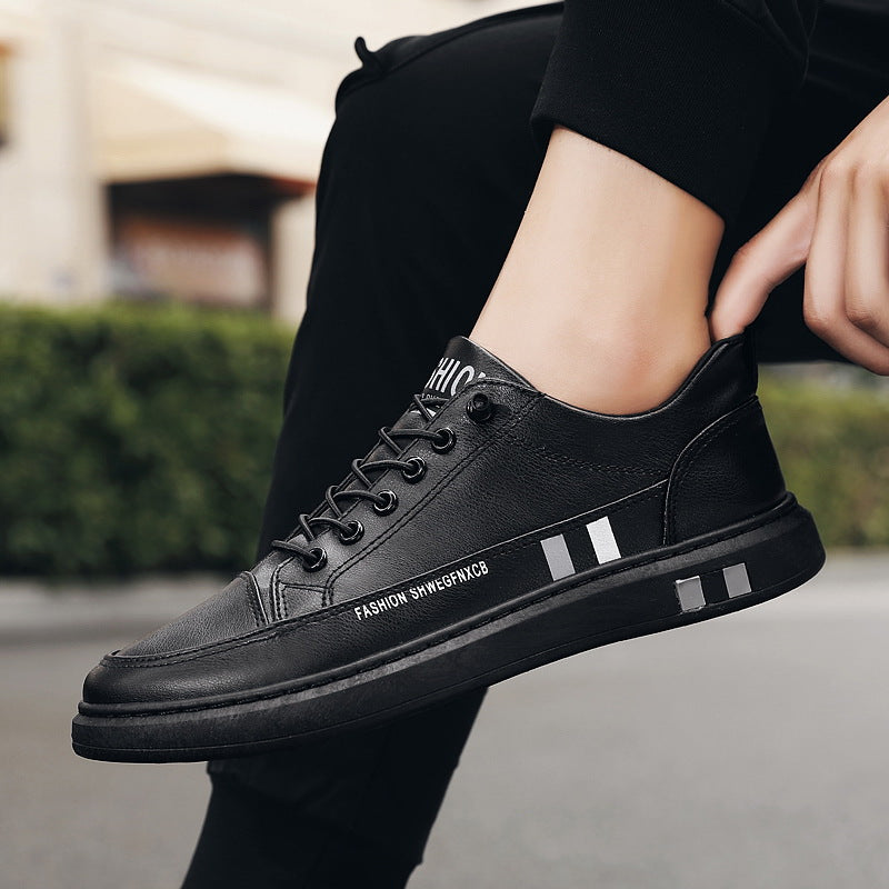 Breathable White Shoes for Men 2024 New Korean Style Trendy Casual Men's Trendy Shoes White Shoes Leather Panel Shoes Spring Live Broadcast