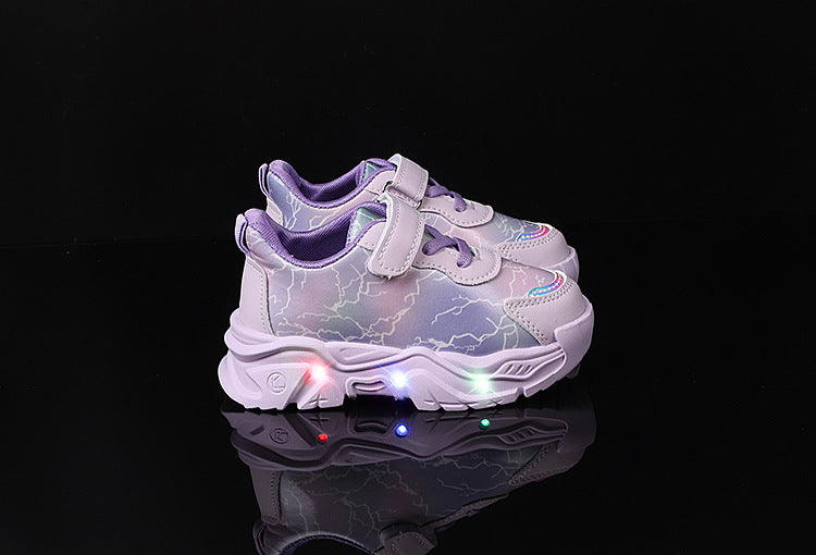 Spring and Autumn New Girls' Sports Shoes Light-Up Cartoon Shoes