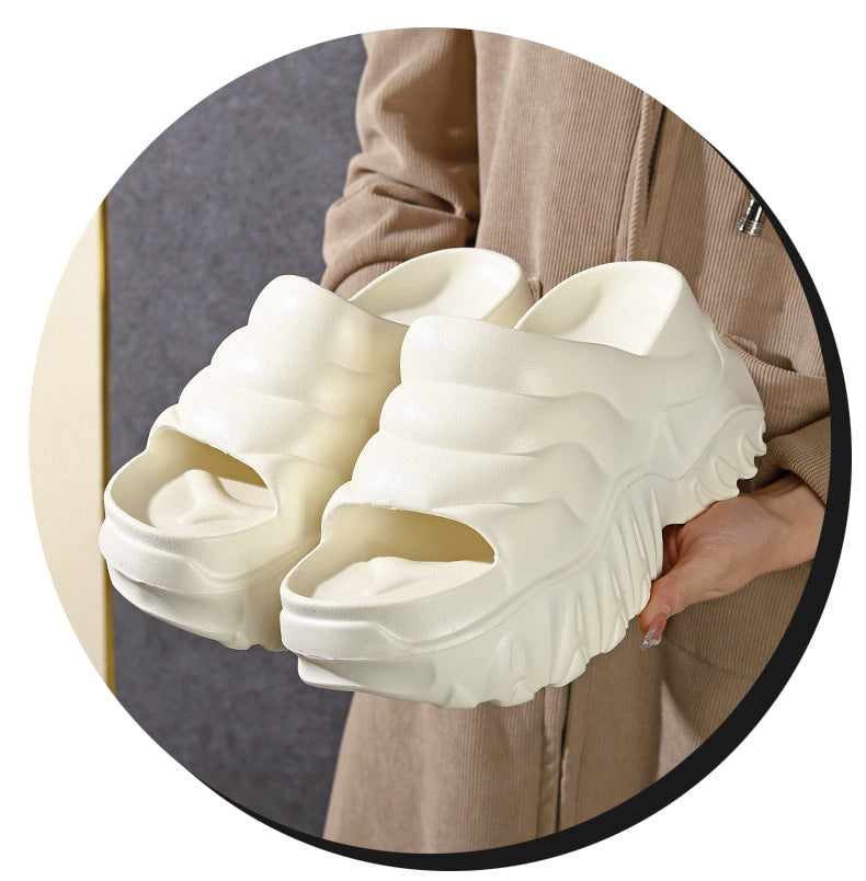 New Summer Thick Bottom High Heel Wedge Slippers for Outer Wear Slippers with High Height Skinny Lazy Slim Slippers