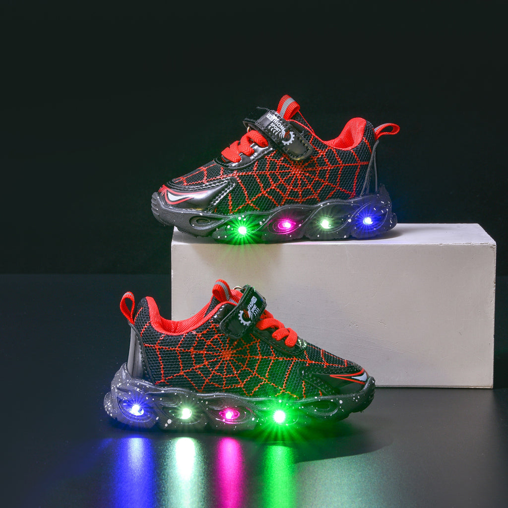 children's sneaker with lights  spring and autumn new boys mesh shoes small and medium-sized
