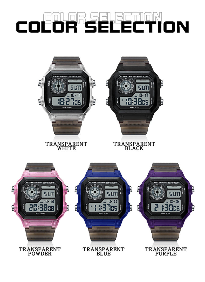 🔥🔥🔥🔥 Luminous Waterproof Alarm Watch Simple Transparent Sports Watch