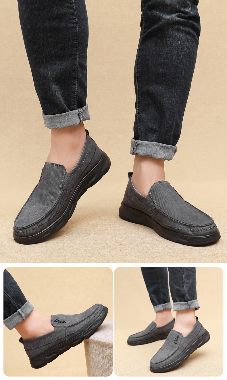 Old Beijing Cloth Shoes for Men, Soft-Soled, Comfortable Dad Shoes, Middle-Aged and Elderly Non-Slip Breathable Casual Walking Shoes for Men