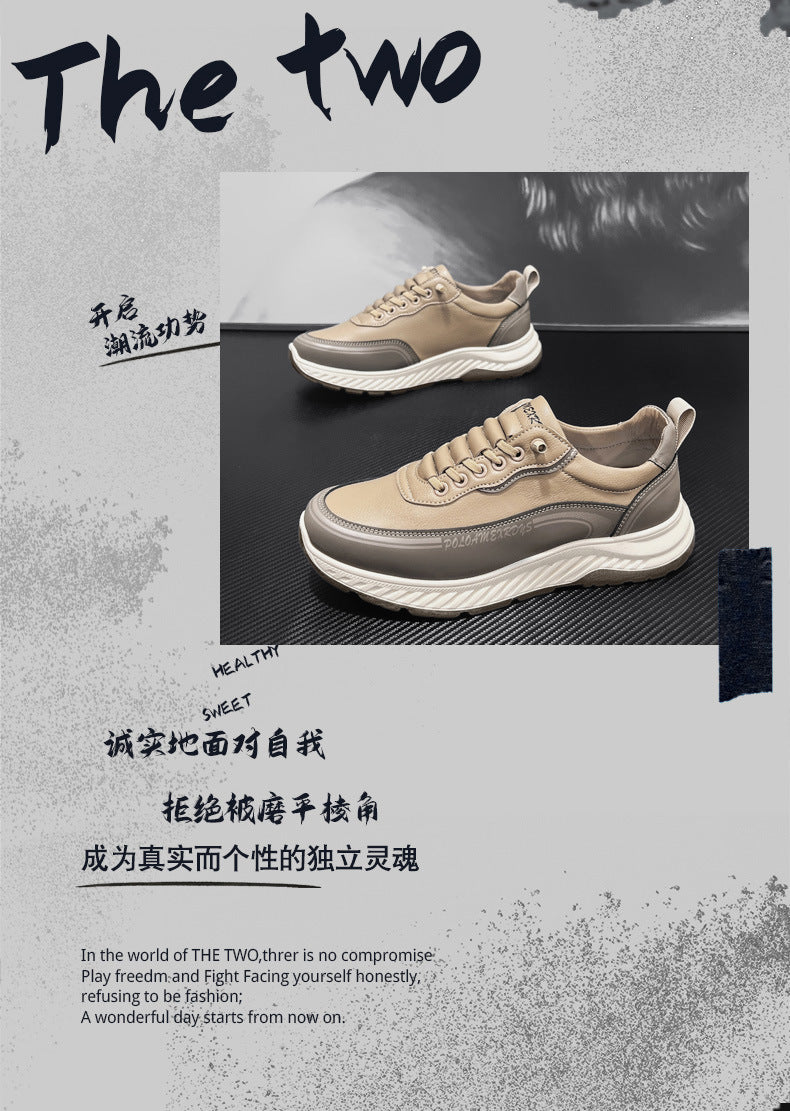Paul Men's Shoes 2025 New Autumn and Winter Leather Work Men's Casual Shoes Lightweight Running Sports Torre Trendy Shoes