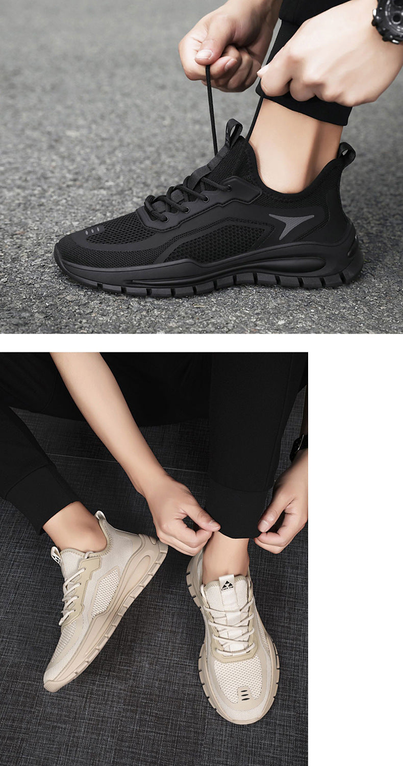 Men's Shoes 2025 New Sports Shoes Korean Style Trbottomy Easiest for Match Breathable Running Casual Shoes Plaid Thick-Soled Dad Shoes
