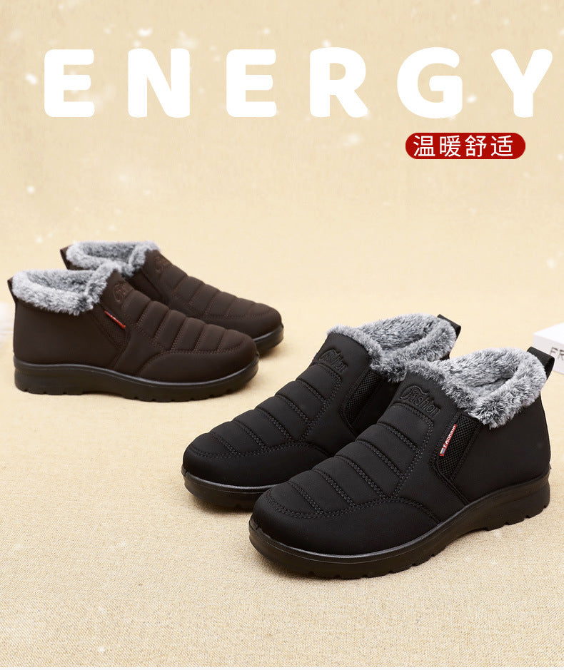 Old Beijing cloth shoes men's cotton shoes winter fleece-lined warm middle-aged and elderly dad shoes waterproof non-slip old men's cotton boots