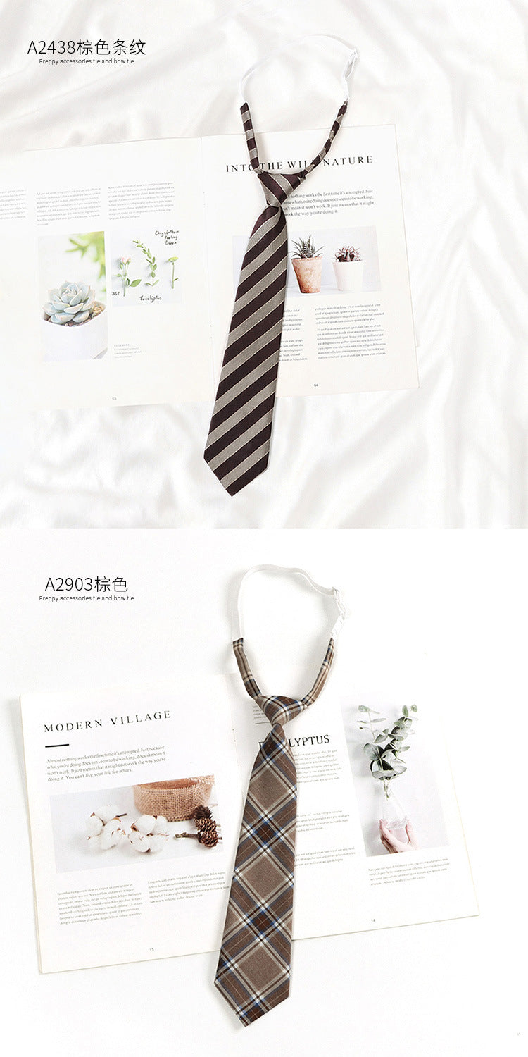 Brown Retro Tie Female Lazy Wine-Free Red Shirt Accessories All-Match Black Stripe