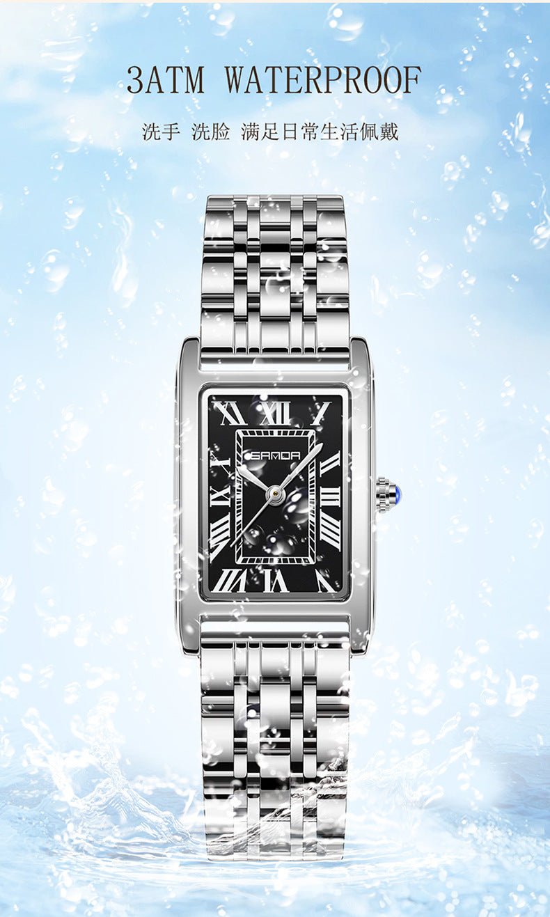 Sanda Live Hot Couple Watch Vintage Square Quartz Watch Waterproof Roman Scale Men's and Women's Watches