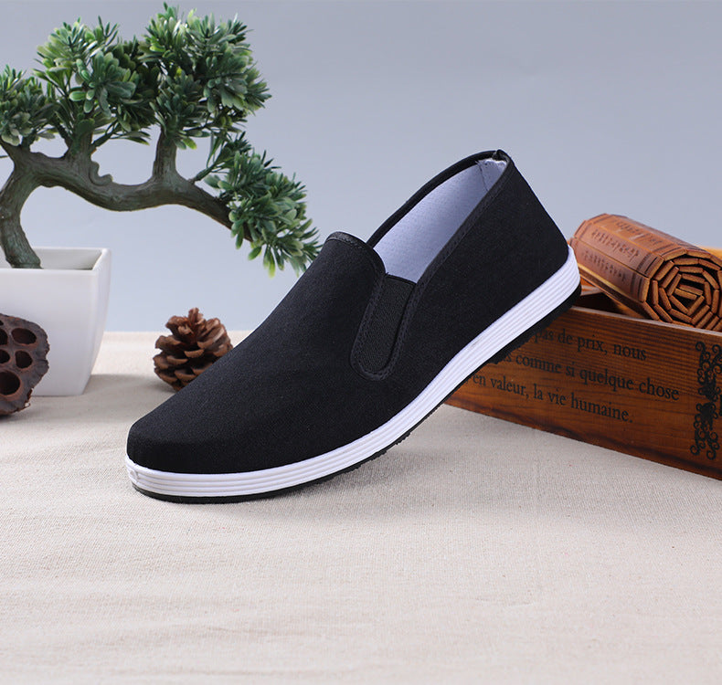 Old Beijing Cloth Shoes Men's Soft Sole Breathable Driving Work Shoes Black Rubber Sole Imitation Thousand Layer Sole Flats Cloth Shoes for Men