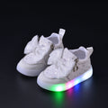 Spring and Autumn New Girls Princess LED Lighting Small and Medium Girls Casual Bow Sports Soft Sole Shoes Factory Outlet