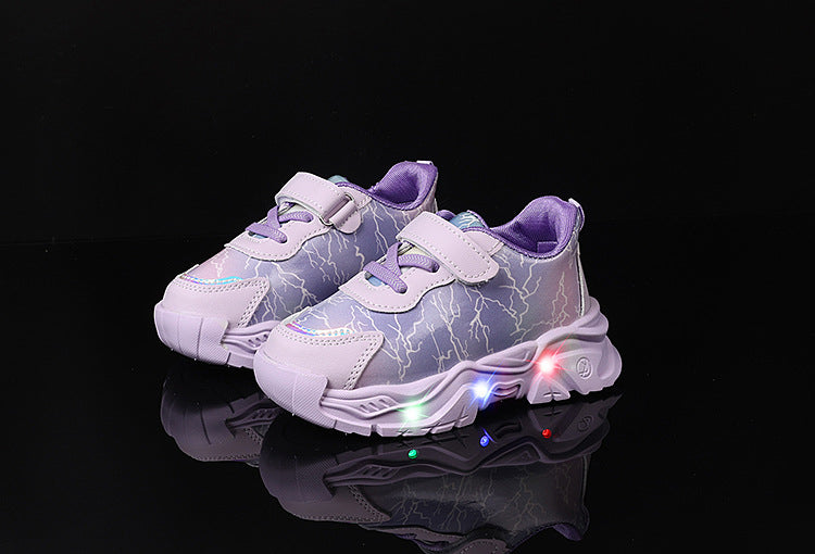 Spring and Autumn New Girls' Sports Shoes Light-Up Cartoon Shoes