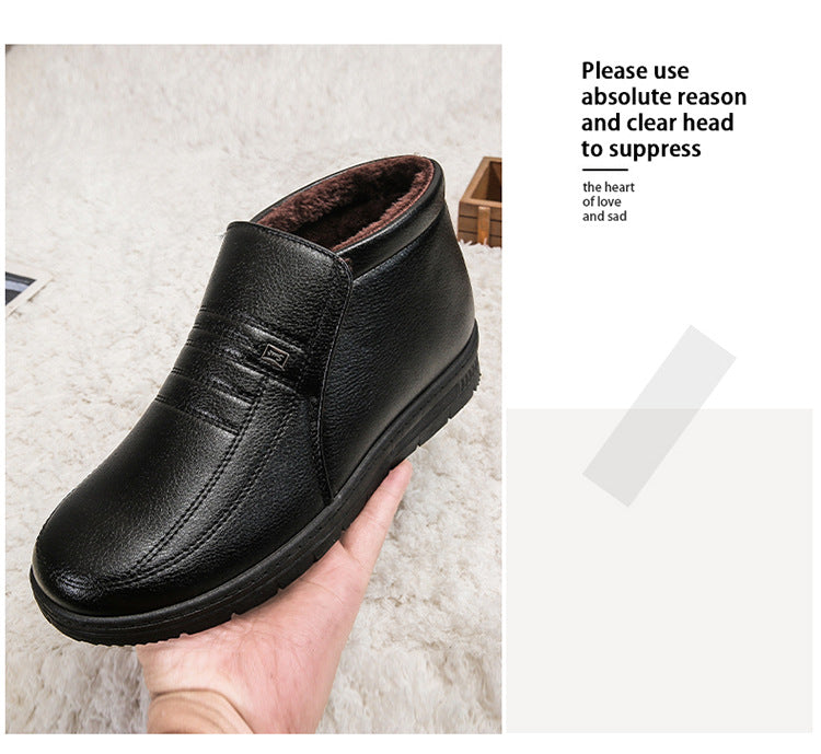 Winter Men's Dad's Cotton Shoes for Middle-Aged and Elderly People, Velvet Warm Casual Cotton Shoes, Non-Slip Footwear, Thickeneded Velvet Cotton Shoes for Men