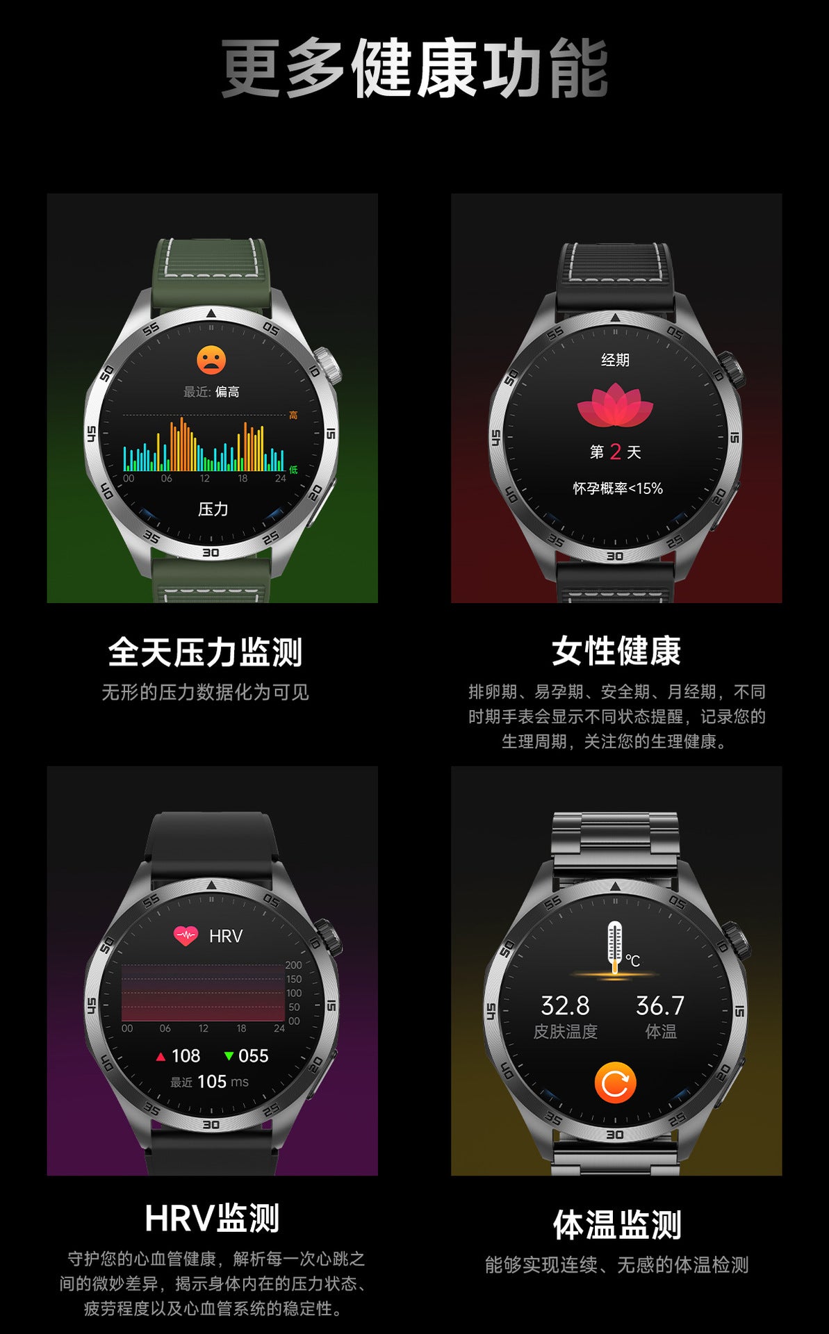 Cross-Border New Smart Watch Et485 Bluetooth Call Ecg Blood Pressure Blood Oxygen Heart Rate Blood Pressure Body Temperature