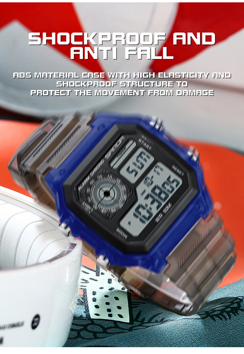 🔥🔥🔥🔥 Luminous Waterproof Alarm Watch Simple Transparent Sports Watch