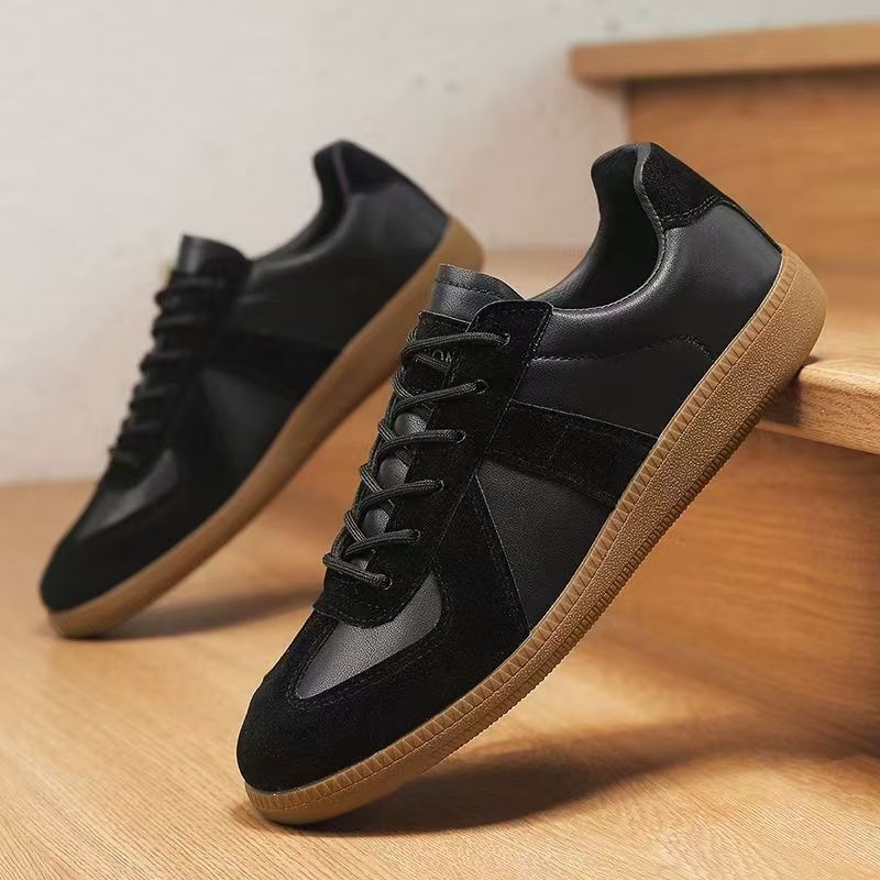 Men's Shoes 2025 Spring New Moral Training Shoes Men's Cloth Breathable Thick-Soled Sneakers Color Matching Lace-Up Casual Shoes